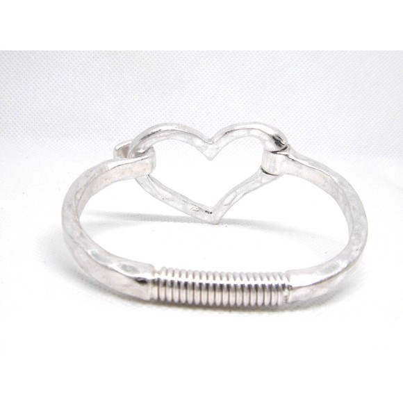 Heart Hammered Bangle Bracelet - Picture 4 of 9